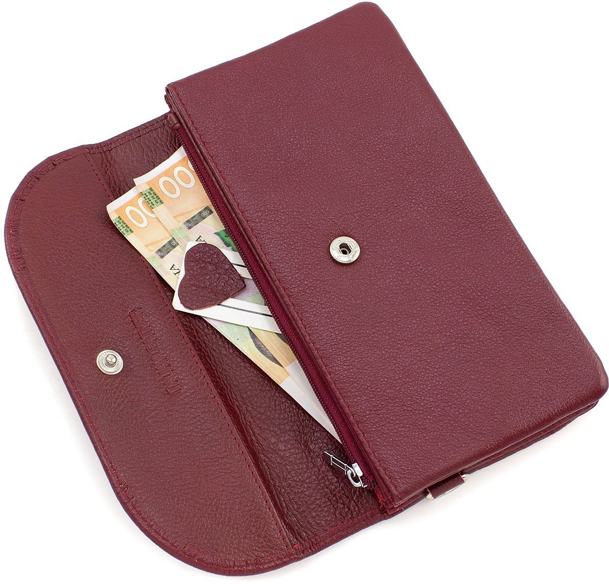Бордовий жіночий гаманець-клатч великого розміру з натуральної шкіри ST Leather (14035)