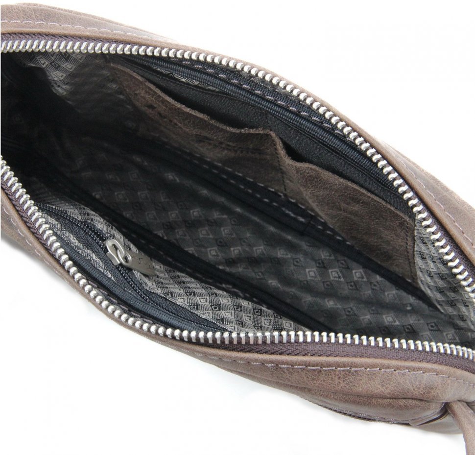 Темно-коричневая винтажная сумка-бананка из натуральной кожи Tom Stone (10943)