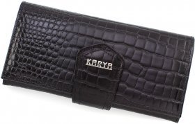 Чорно-червоний жіночий гаманець з натуральної шкіри під крокодила KARYA (15511)