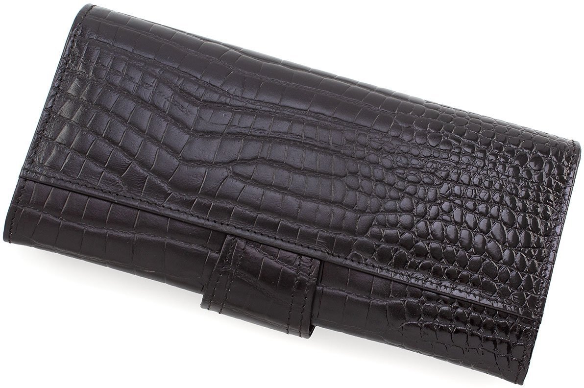Черно-красный женский кошелек из натуральной кожи под крокодила KARYA (15511)