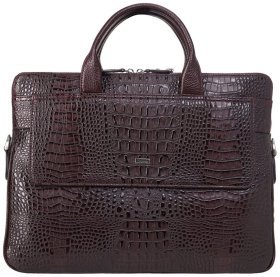 Шкіряний жіночий портфель з тисненням під крокодила у бордовому кольорі Desisan 80344