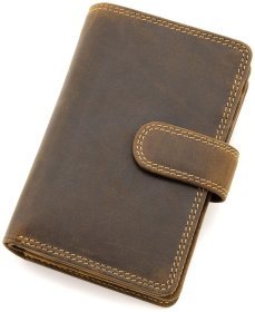 Женский вертикальный кошелек из натуральной кожи с винтажным эффектом в коричневом цвете Visconti Carbine 70744