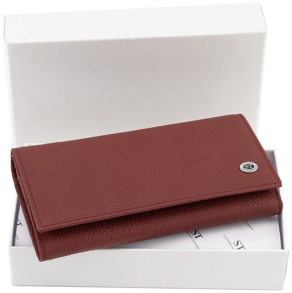 Шкіряний жіночий гаманець червоного кольору з магнітною застібкою ST Leather 90844 modnotak фото №12