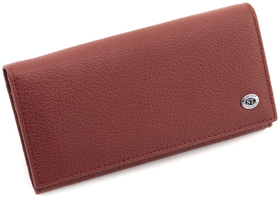Шкіряний жіночий гаманець червоного кольору з магнітною застібкою ST Leather 90844 modnotak фото №3