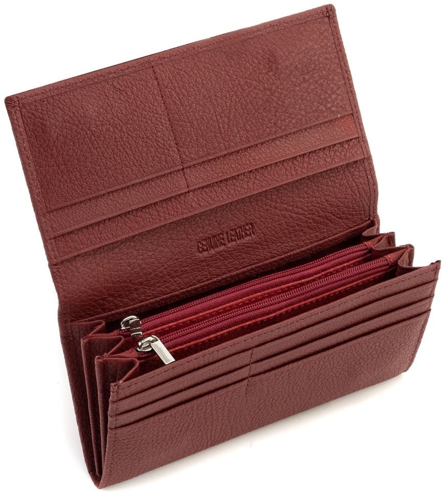 Шкіряний жіночий гаманець червоного кольору з магнітною застібкою ST Leather 90844 modnotak фото №6