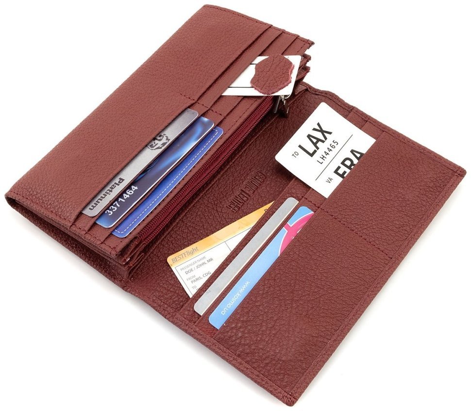 Шкіряний жіночий гаманець червоного кольору з магнітною застібкою ST Leather 90844 modnotak фото №8