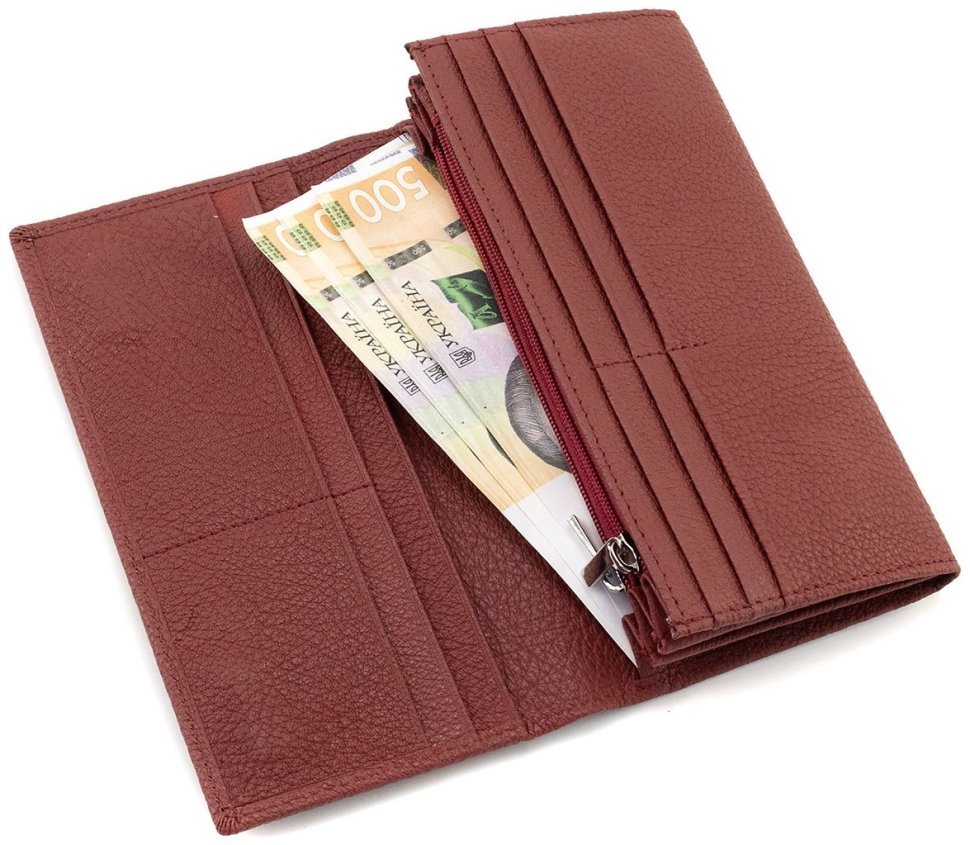 Шкіряний жіночий гаманець червоного кольору з магнітною застібкою ST Leather 90844 modnotak фото №9