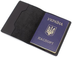 Патриотическая обложка на паспорт из натуральной кожи с надписью Все буде Україна - Grande Pelle (13133)
