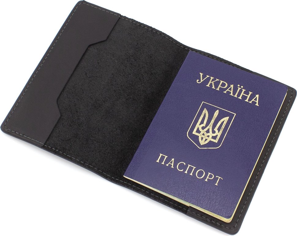 Патриотическая обложка на паспорт из натуральной кожи с надписью Все буде Україна - Grande Pelle (13133)