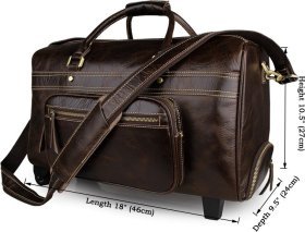 Кожаная дорожная сумка на колесах коричневого цвета VINTAGE STYLE (14253)