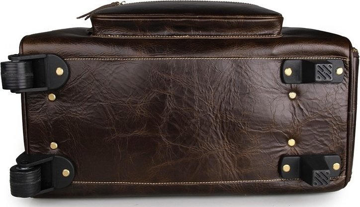 Шкіряна дорожня сумка на колесах коричневого кольору VINTAGE STYLE (14253)