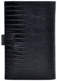 Черное мужское портмоне вертикального типа из натуральной кожи под рептилию Desisan 81644