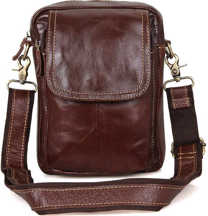 Повсякденне чоловіче компактна сумка рюкзак з натуральної шкіри VINTAGE STYLE (14417)
