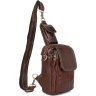 Повседневная мужская компактная сумка рюкзак из натуральной кожи VINTAGE STYLE (14417) - 5