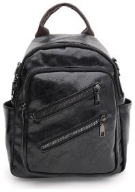 Жіночий міський рюкзак-сумка з екошкіри в чорному кольорі Monsen 71844