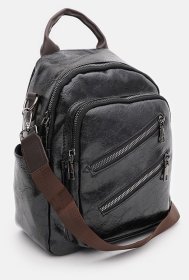 Жіночий міський рюкзак-сумка з екошкіри в чорному кольорі Monsen 71844