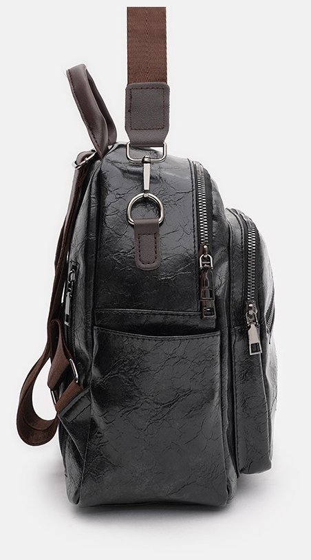 Женский городской рюкзак-сумка из экокожи в черном цвете Monsen 71844