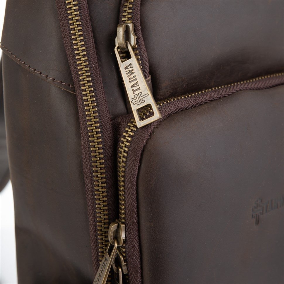Шкіряний слінг-рюкзак на одне плече з коричневої шкіри TARWA (19859)