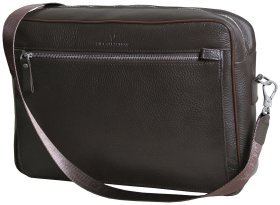Мужская сумка мессенджер через плечо из кожи флотар под формат А4 Vip Collection 102344 коричневого цвета