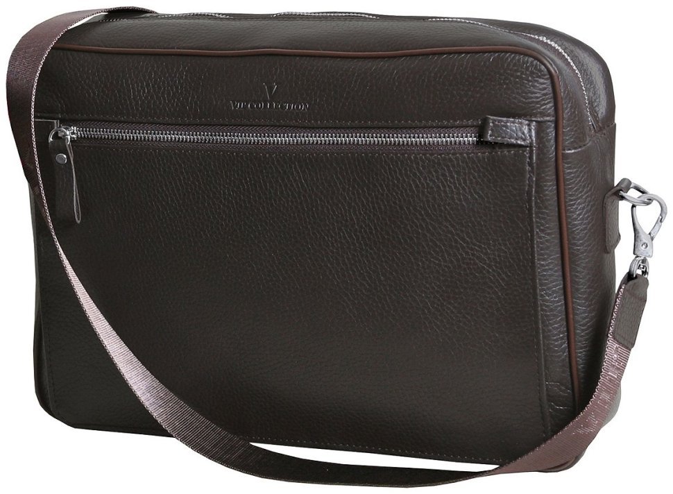 Мужская сумка мессенджер через плечо из кожи флотар под формат А4 Vip Collection 102344 коричневого цвета фото №1 Мужская сумка мессенджер через плечо из кожи флотар под формат А4 Vip Collection 102344 коричневого цвета modnotak фото №1