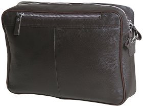 Мужская сумка мессенджер через плечо из кожи флотар под формат А4 Vip Collection 102344 коричневого цвета