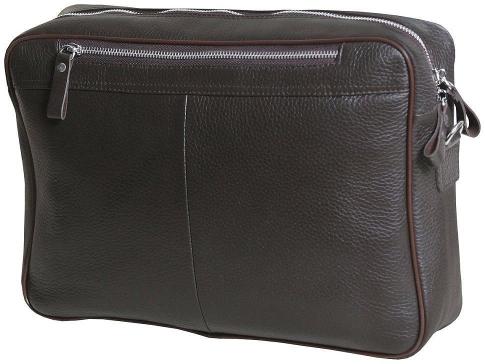 Мужская сумка мессенджер через плечо из кожи флотар под формат А4 Vip Collection 102344 коричневого цвета фото №2 Мужская сумка мессенджер через плечо из кожи флотар под формат А4 Vip Collection 102344 коричневого цвета modnotak фото №2