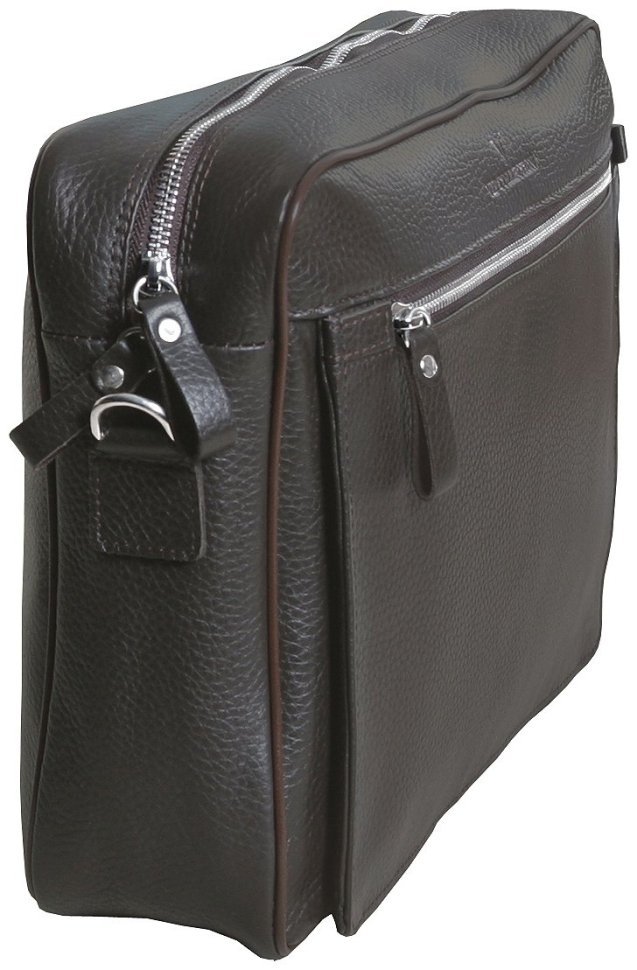 Мужская сумка мессенджер через плечо из кожи флотар под формат А4 Vip Collection 102344 коричневого цвета фото №3 Мужская сумка мессенджер через плечо из кожи флотар под формат А4 Vip Collection 102344 коричневого цвета modnotak фото №3