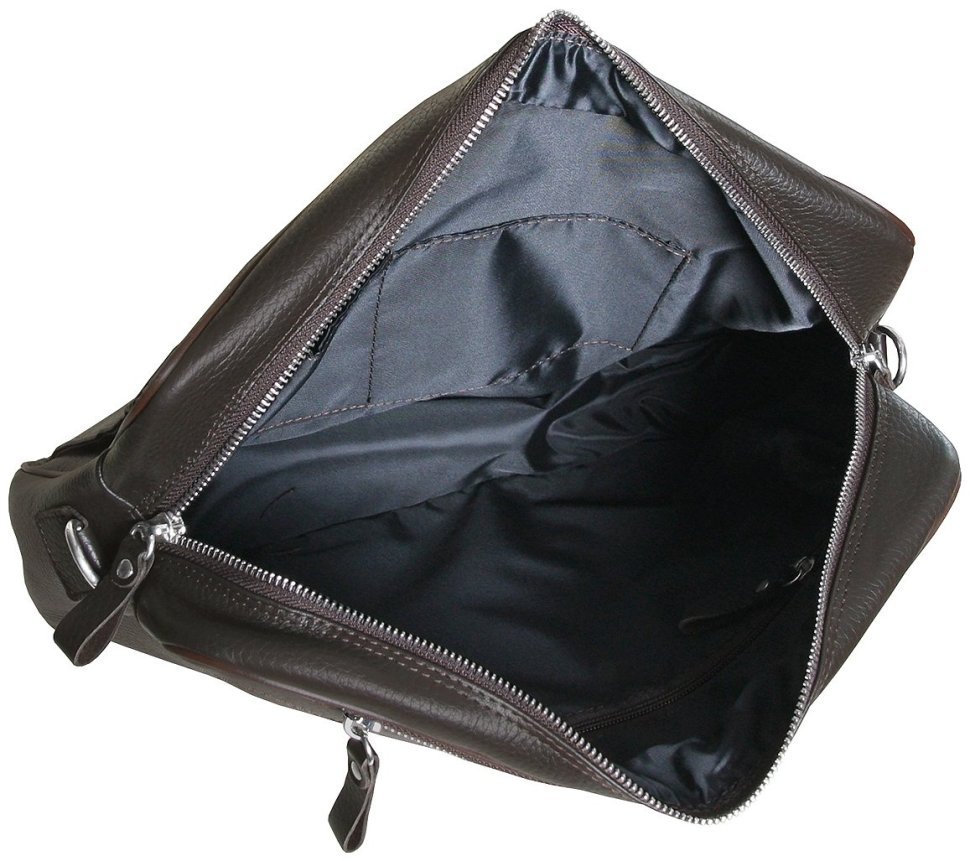 Мужская сумка мессенджер через плечо из кожи флотар под формат А4 Vip Collection 102344 коричневого цвета фото №5 Мужская сумка мессенджер через плечо из кожи флотар под формат А4 Vip Collection 102344 коричневого цвета modnotak фото №5