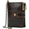 Темно-коричневый кожаный мужской кошелек со съемной цепочкой Vintage (14682) - 1
