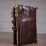 Темно-коричневый кожаный мужской кошелек со съемной цепочкой Vintage (14682) - 5