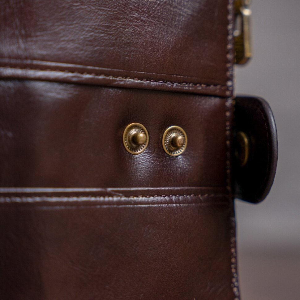 Темно-коричневый кожаный мужской кошелек со съемной цепочкой Vintage (14682)