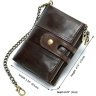 Темно-коричневый кожаный мужской кошелек со съемной цепочкой Vintage (14682) - 10
