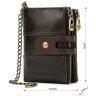 Темно-коричневый кожаный мужской кошелек со съемной цепочкой Vintage (14682) - 11