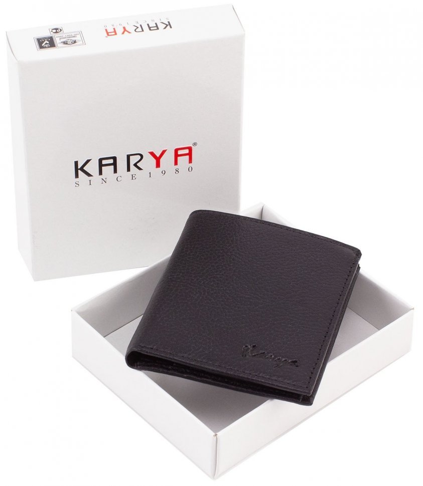Міні портмоне чорного кольору зі шкіри високої якості KARYA (0906-45)