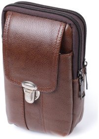 Чоловіча сумка на два відділення з натуральної шкіри Vintage 22738 Коричнева