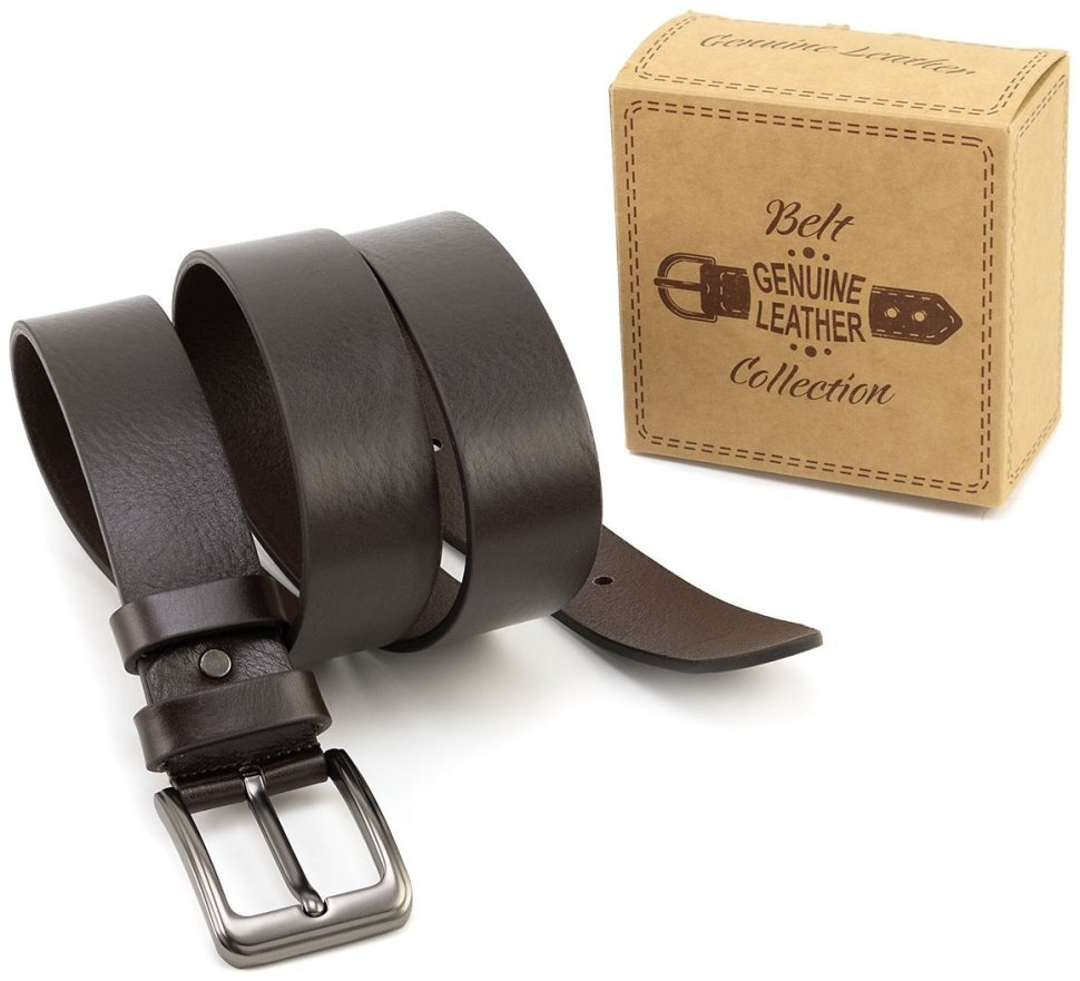 Универсальный классический кожаный мужсой ремень в темно-коричневом цвете Gherardini 40797 Италия фото №5 Универсальный классический кожаный мужсой ремень в темно-коричневом цвете Gherardini 40797 Италия modnotak фото №5