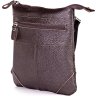 Коричневая мужская сумка-планшет на плечо из натуральной кожи с крупной фактурой SHVIGEL (11014) - 3