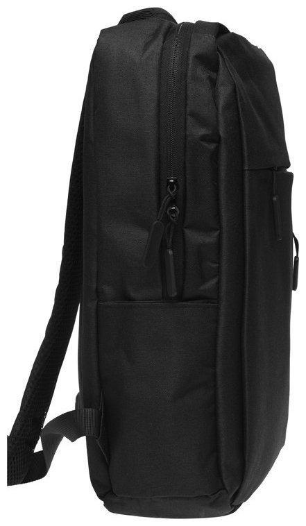 Чорний чоловічий рюкзак із щільного текстилю з відсіком під ноутбук до 15 дюймів Remoid 73044
