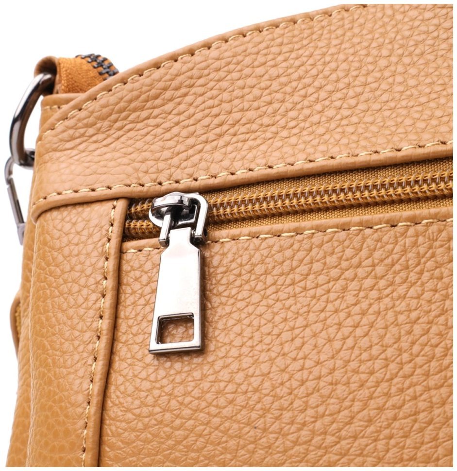 Стильна жіноча сумка крос-боді на кожен день із фактурної шкіри Vintage 103144 рудого кольору modnotak фото №5