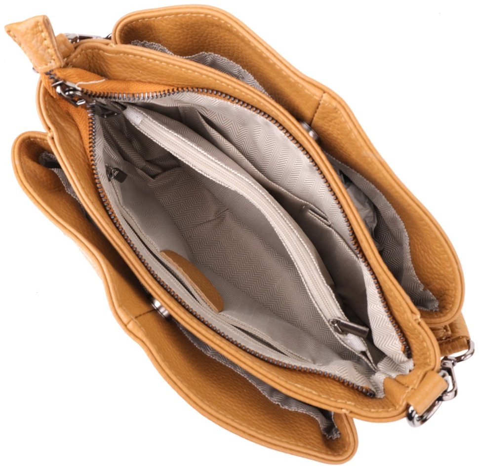 Стильна жіноча сумка крос-боді на кожен день із фактурної шкіри Vintage 103144 рудого кольору modnotak фото №6