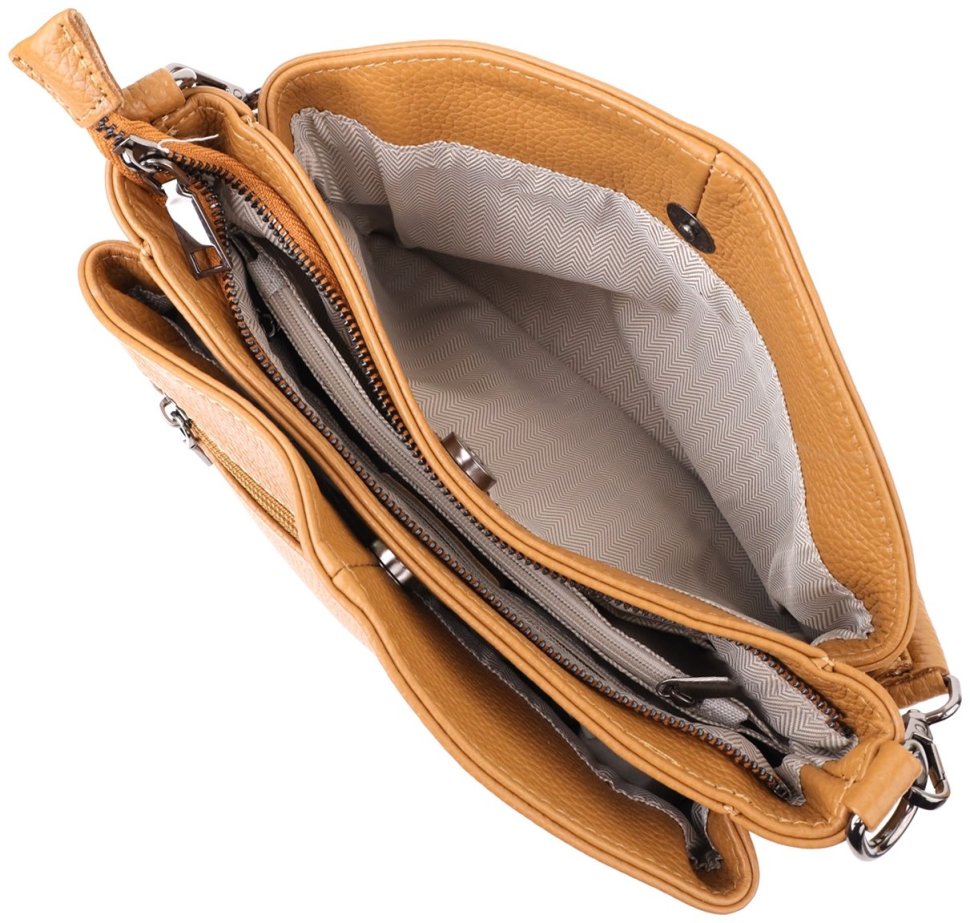 Стильна жіноча сумка крос-боді на кожен день із фактурної шкіри Vintage 103144 рудого кольору modnotak фото №7