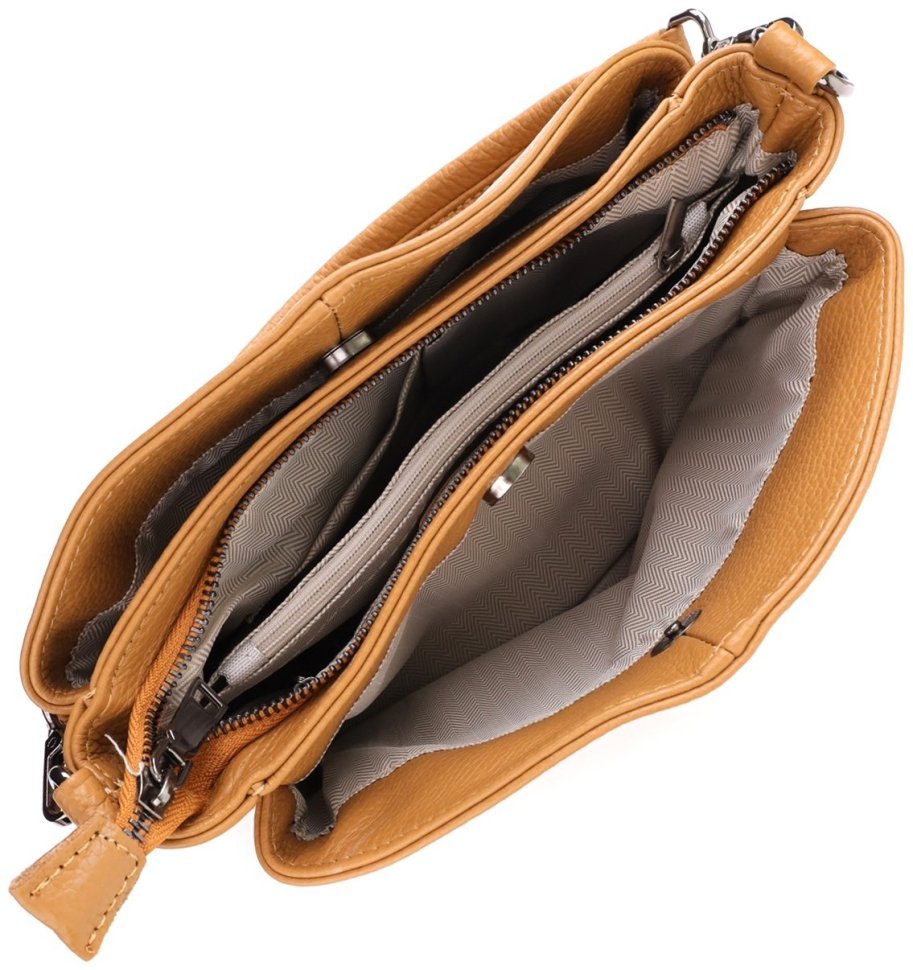 Стильна жіноча сумка крос-боді на кожен день із фактурної шкіри Vintage 103144 рудого кольору modnotak фото №8