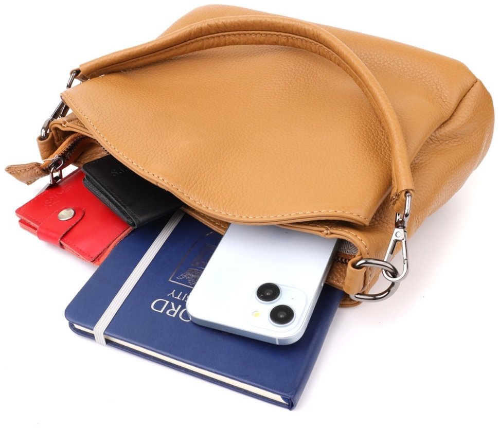 Стильна жіноча сумка крос-боді на кожен день із фактурної шкіри Vintage 103144 рудого кольору modnotak фото №9