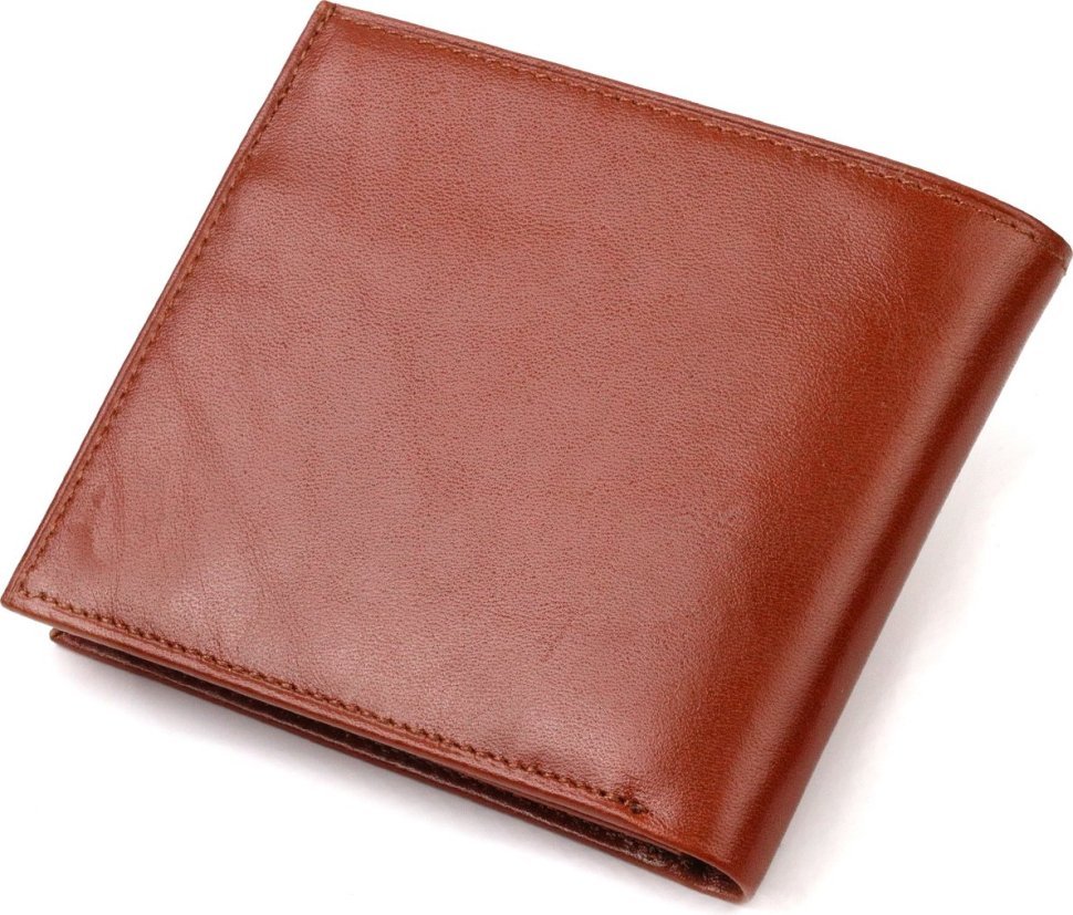 Стильне чоловіче портмоне з натуральної гладкої шкіри світло-коричневого кольору CANPELLINI (2421780)