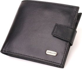 Чорний чоловічий гаманець із гладкої шкіри чорного кольору з монетницею CANPELLINI (2421880)