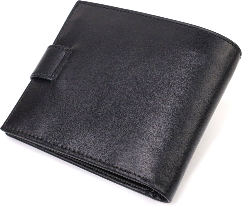 Черный мужской кошелек из гладкой кожи черного цвета с монетницей CANPELLINI (2421880)