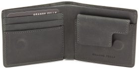 Чоловіче портмоне сірого кольору з натуральної шкіри високої якості Grande Pelle (13295)