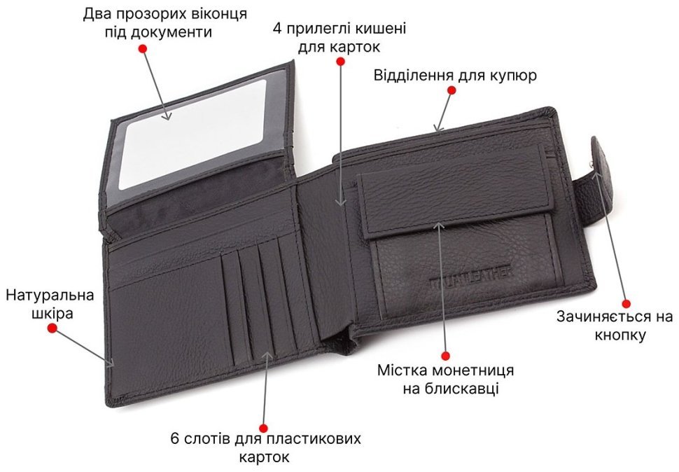 Мужской кошелек из натуральной кожи на кнопке ST Leather (18139) modnotak фото №5