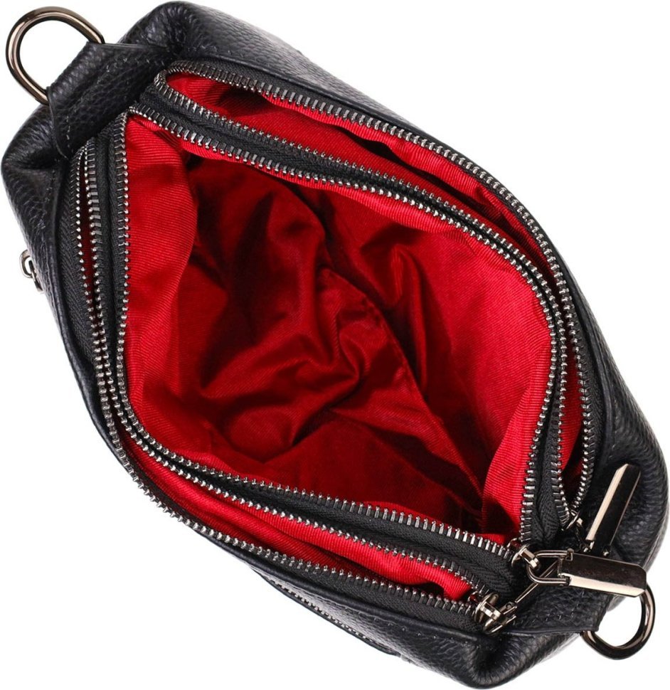 Горизонтальная женская сумка из натуральной кожи флотар на три отделения Vintage (2422094)