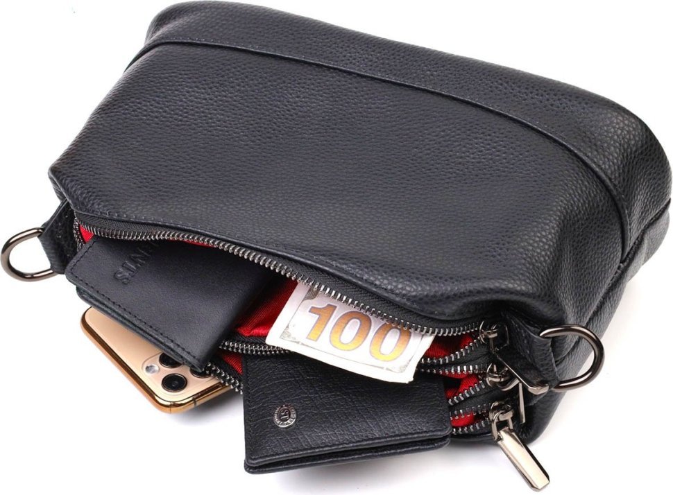 Горизонтальная женская сумка из натуральной кожи флотар на три отделения Vintage (2422094) modnotak фото №6